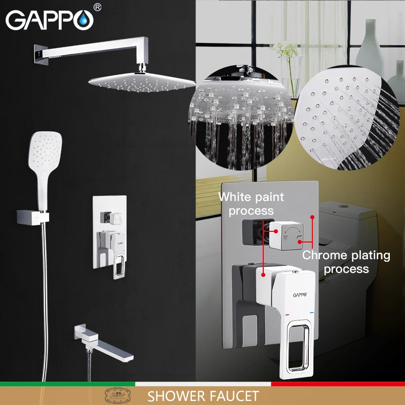 

GAPPO Shower Faucets white bathroom faucet mixer rainfall shower set waterfall shower system torneira do chuveiro