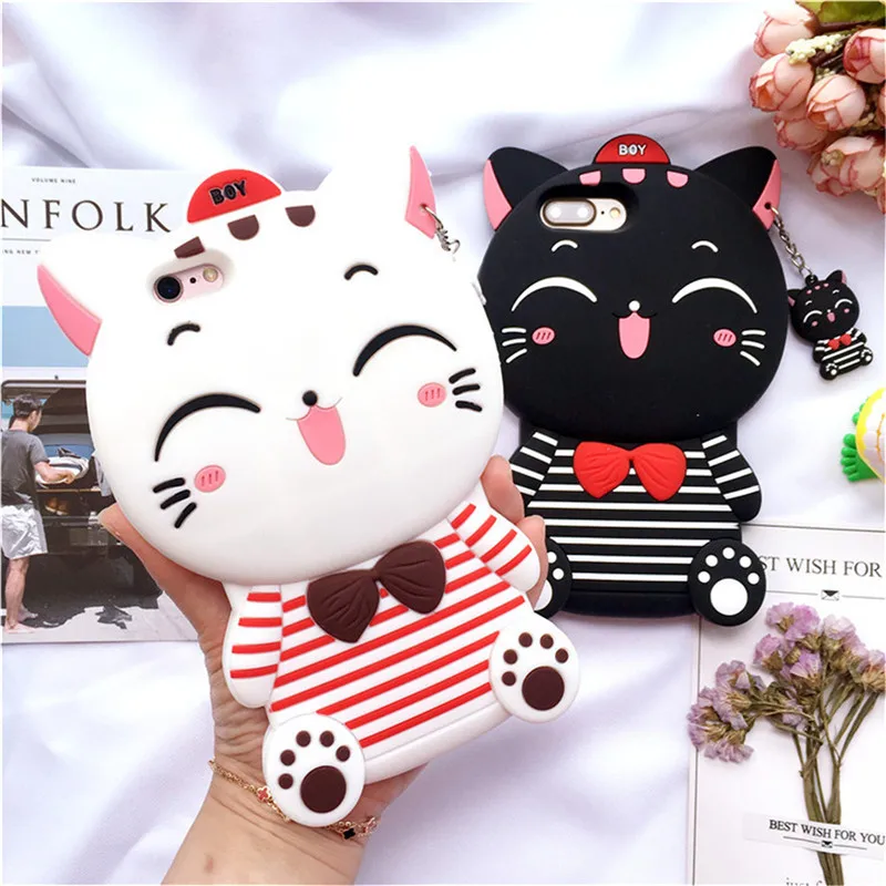 3D Cartoon Soft Silicone Phone Case For iPhone 5S 6 6S 7 8 Plus X Cover Mickey Judy Rabbit Smile Cat Tiger Stitch Unicorn Animal |