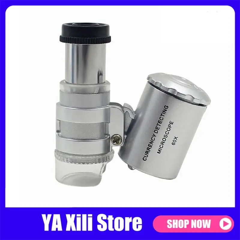 Портативный 60X микроскоп светодиодный светильник Лупа увеличительное стекло