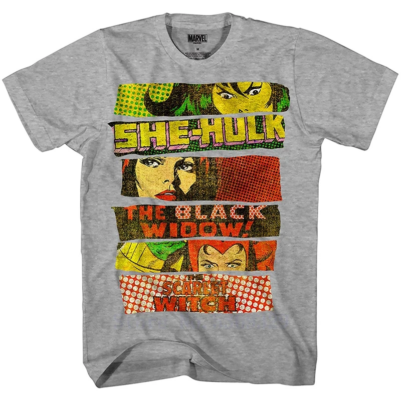 Marvel 3 Heros She Hulk Black Widow Scarlet Witch графическая Мужская футболка для взрослых мужские