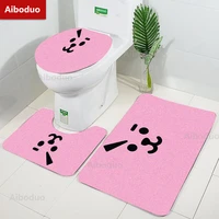 aiboduo 5080cm 3pcsset toilet lid cover set accessories pink bear non slip carpet bathmat restroom rug cute home decoration