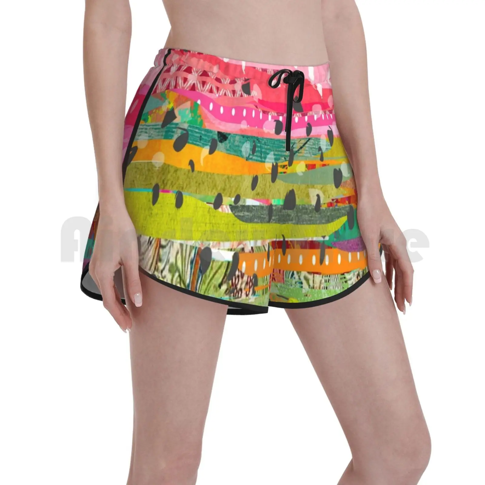 

Яркие, смелые, абстрактные и художественные Шорты для плавания с изображением радужной форели, 2 А, женские пляжные шорты, художественные шо...