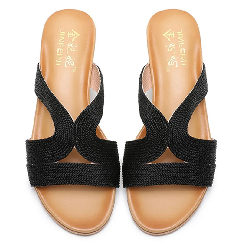 

Shoes Ladies' Slippers On A Wedge Low PU Fabric Scandals Rome Basic Slides TPR Shoes On A Wedge Ladies' Slippers Low PU Slides B