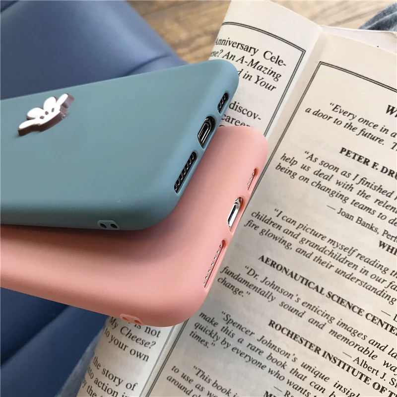 Милый простой мягкий силиконовый чехол с 3D рисунком для iPhone 11 Pro X XR Xs Max 6 6s 7 8 Plus