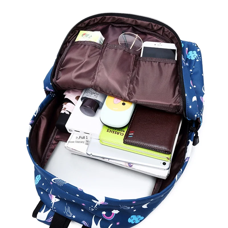 

School bags for children, boys and girls, college students, printed nylon backpacks, customized leisure backpacks for women