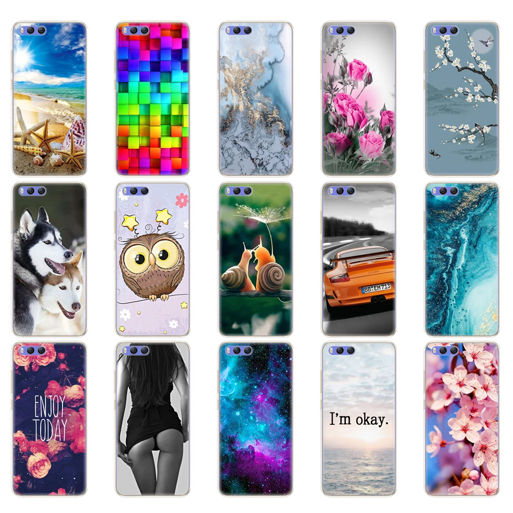 TPU soft Phone Case For xiaomi Mi 6 Case Cover for xiaomi Mi6 Case Phone Cover Xiomi Case Soft Silicone Shell for xiaomi6 flower