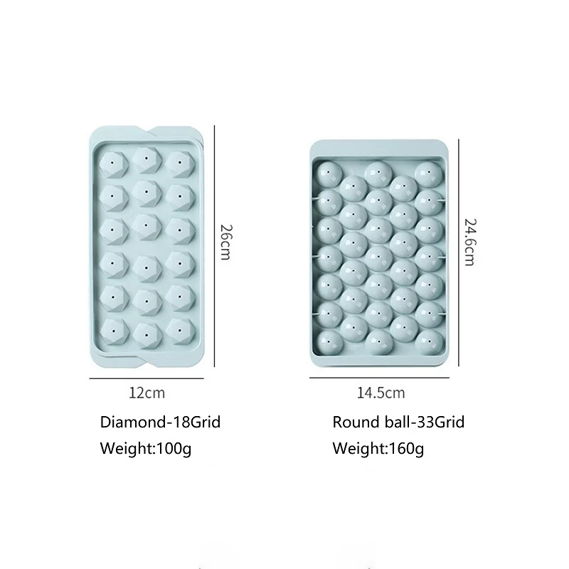 Creative Round Ice Cube Mold Diamond Tray Box DIY 18/33 Grid Cream Mould with Lid Kitchen Bar Tools for Cold Drink |