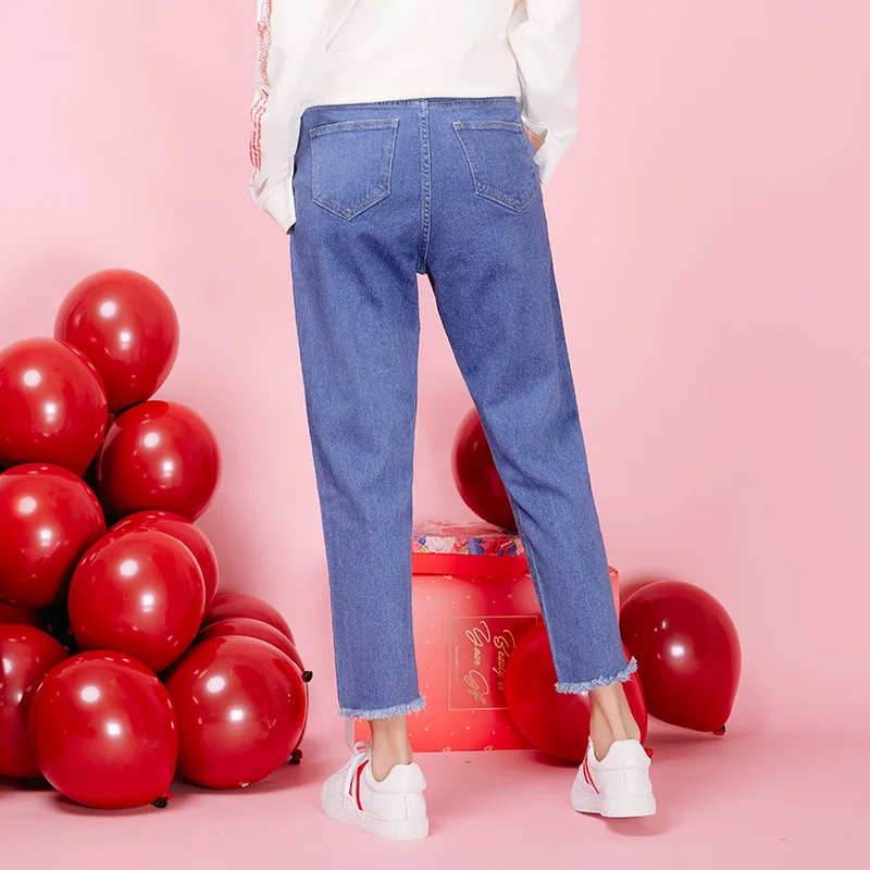 LEIJIJEANS Новое поступление свободные женские штаны-шаровары со средней посадкой с