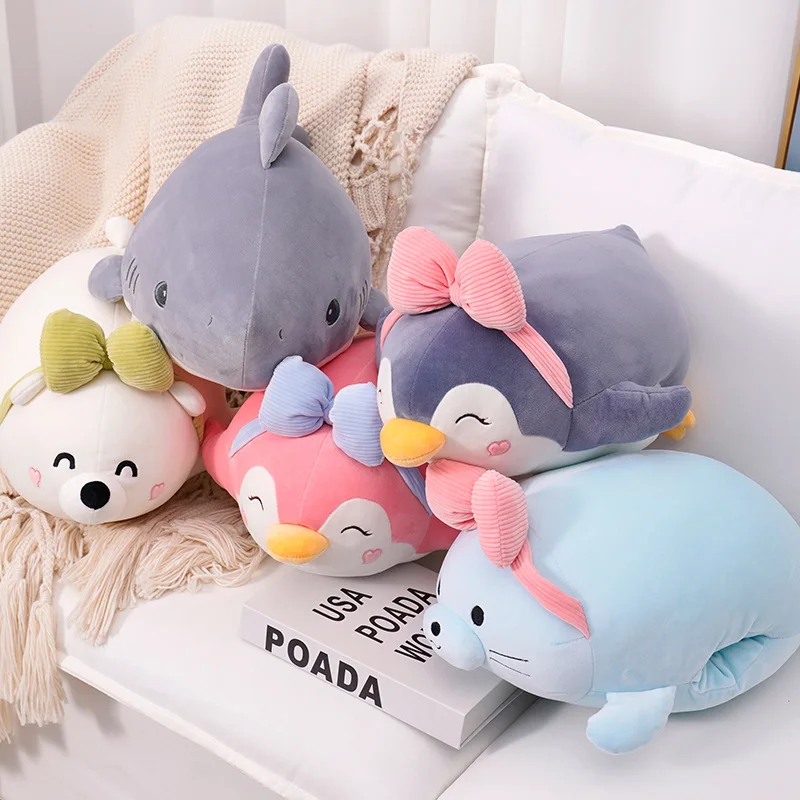 Kawaii Plushie бант пингвин плюшевые игрушки милые подушки набивные животные Акула