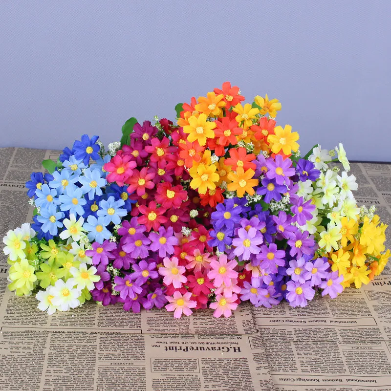 

Simulated Flower Orchid Chrysanthemum Small Daisy Bundle Outdoor Garden Home Wedding Decoration Flower Artificial Flower Silk