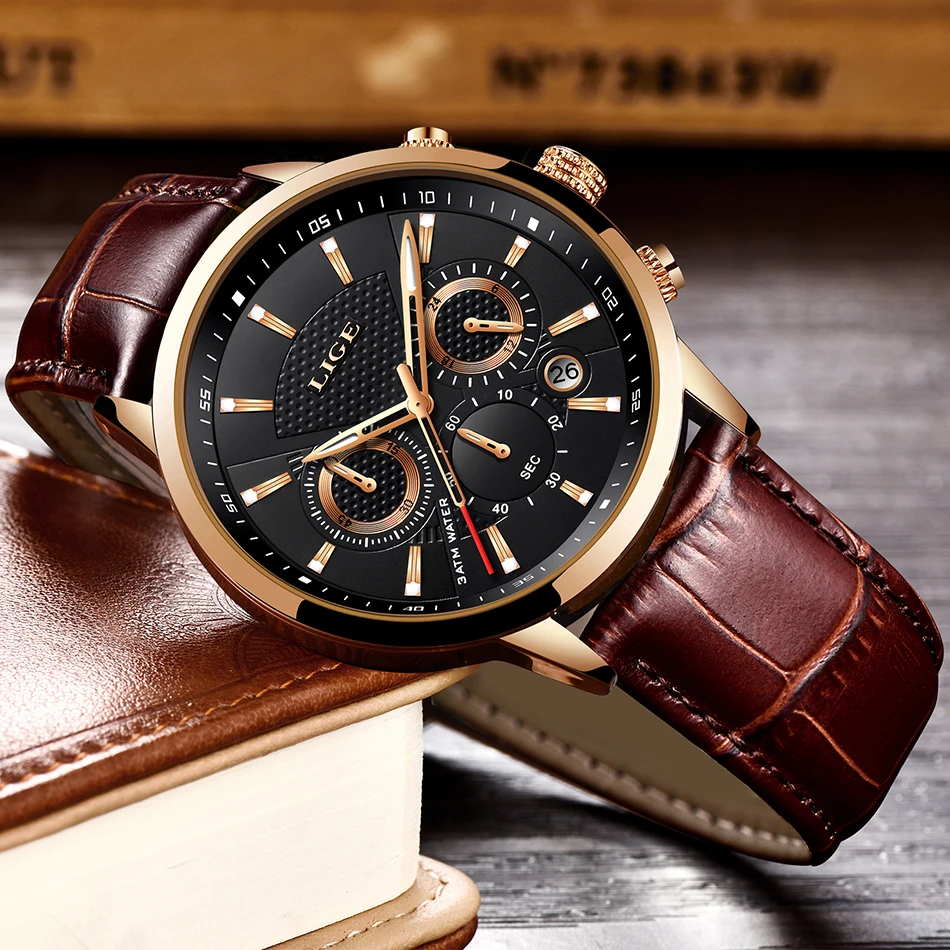 Reloj hombre модные золотые мужские часы lige top класса люкс Бизнес Нержавеющая сталь Водонепроницаемый кварцевые часы Для мужчин, спортивные часы
