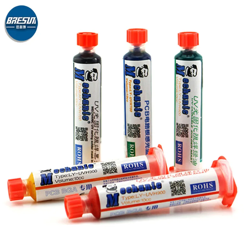 

MECHANIC LY-UVH700 Red/Blue/Green/Yellow/Black UV Solder Resist BGA PCB Circuit Board Protect Soldering Paste Flux Oil Tools