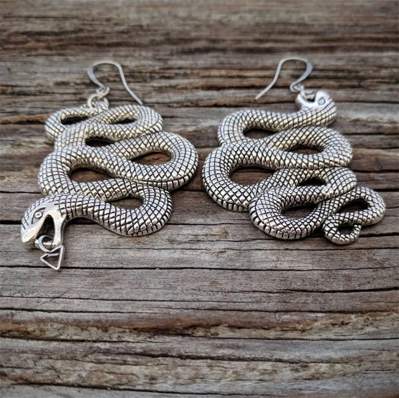 Змея серьги посеребренные готические ювелирные изделия волшебство Страстные