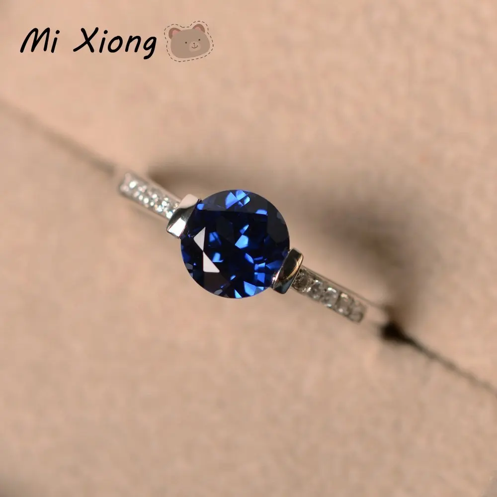 

Mi Xiong Round Diamond Women's Rings 925 Sterling Silver Luxury Jewelry Wedding Engagement Elegant Classic 9 Color Styles Cute
