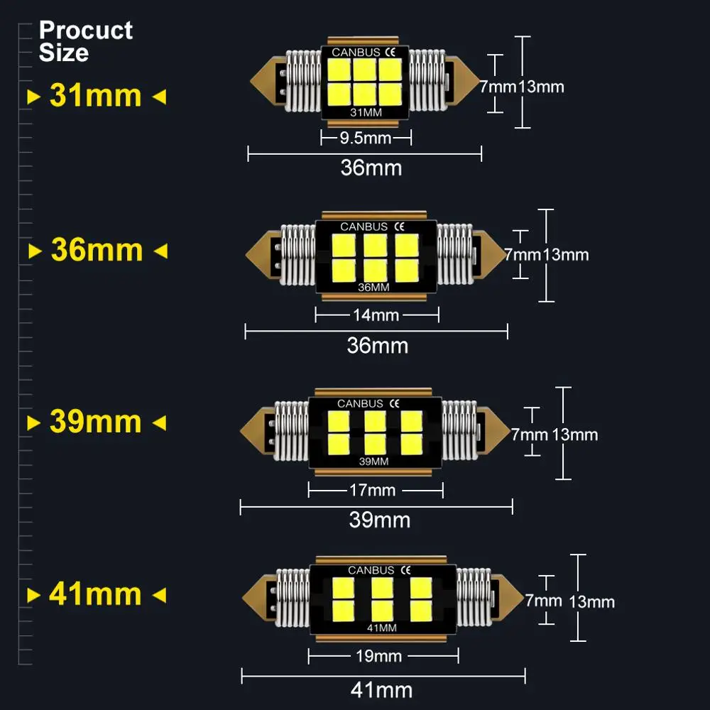 СВЕТОДИОДНЫЙ Автомобильный купольный фонарь C5W C10W 1 шт. 31 мм 36 39 42 6SMD Сверхяркие