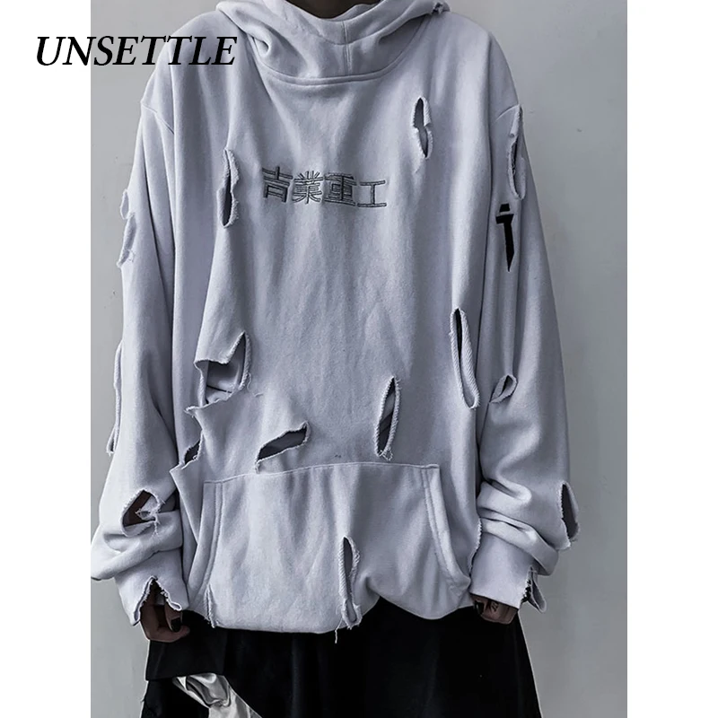 UNSETTLE Harajuku Толстовка Мужская/Женская Хип-Хоп пуловер японские толстовки уличная Свободная Повседневная модная одежда оверсайз