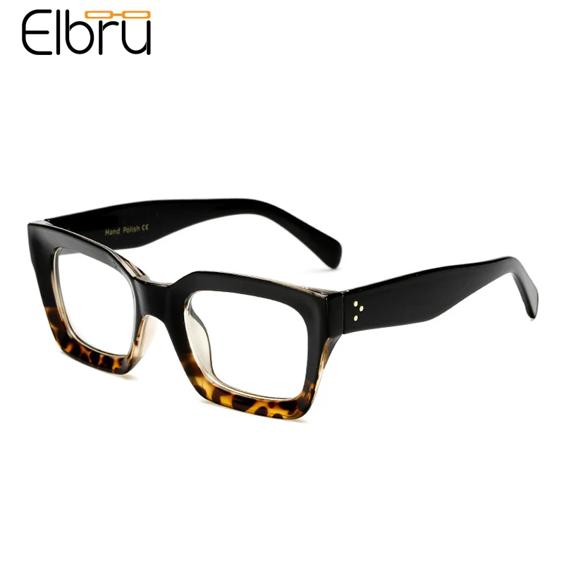 

Elbru винтажные женские большие квадратные очки в оправе ретро модные черные оптические очки мужские простые очки с прозрачными линзами