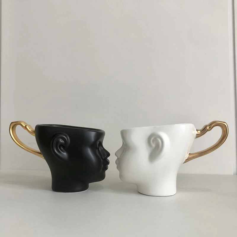 

200ml 3D Face Mugs Couple Coffee Cup Children Milk Mugs Home Decoration Adult Drink Cup Ceramic Mug Gifts