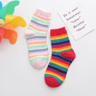 Носки в радужную полоску в стиле Харадзюку, милые женские носки, женские носки, женские носки