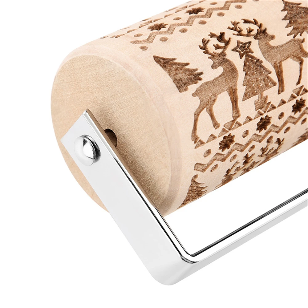 Деревянные рождественские Скалки с тиснением Скалка печенье для