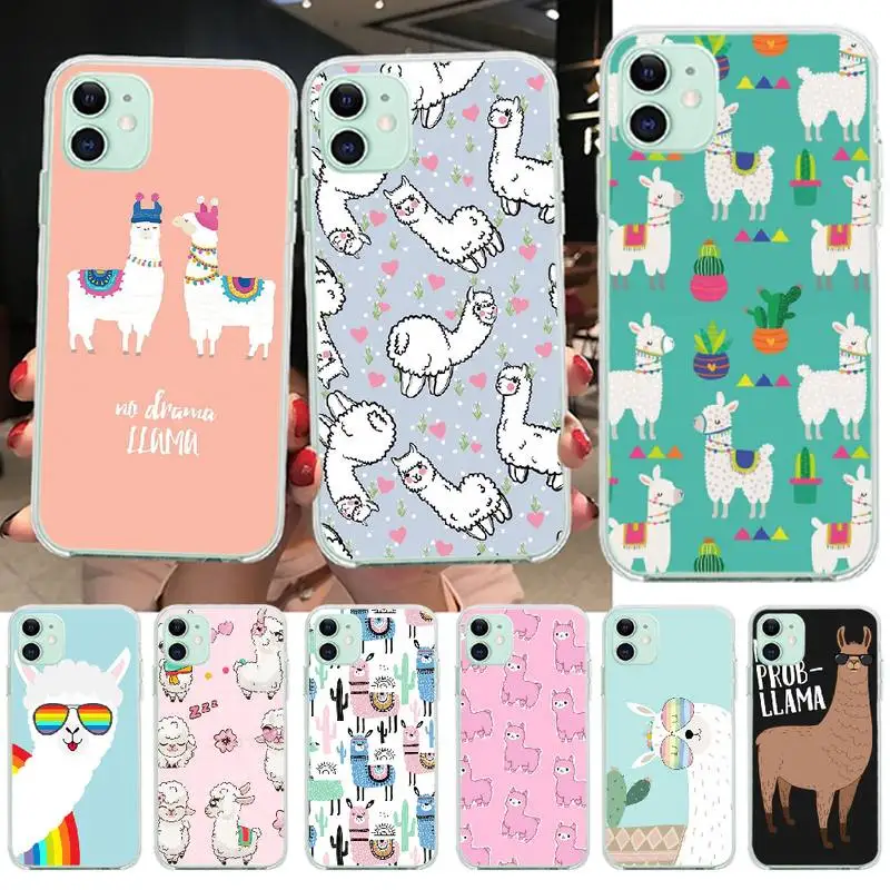 

PENGHUWAN Kawaii Cute Llama Alpaca Customer High Quality Phone Case for iPhone 11 pro XS MAX 8 7 6 6S Plus X 5S SE XR cover