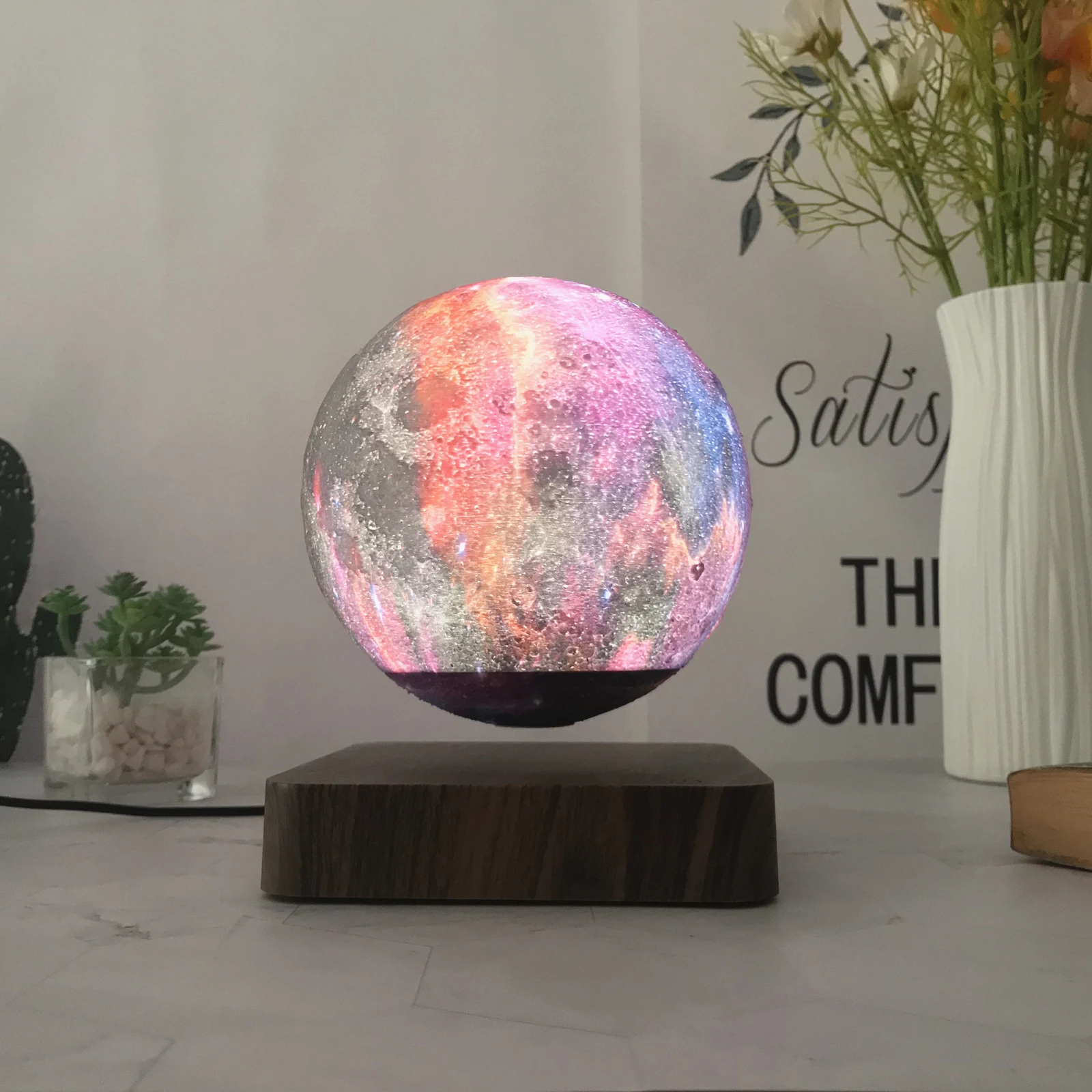 Magnetic Levitating Galaxy Star Lamp 3D Floating Moon Lamp Creative Home Office Decorations Festival Gifts Milky Way Table Lamp