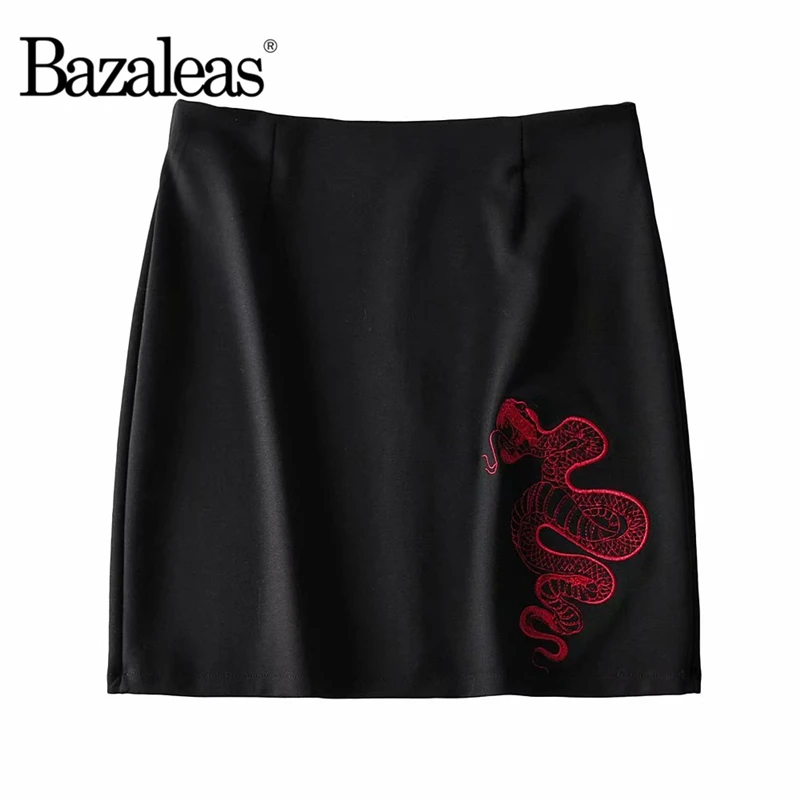 Женские короткие юбки с вышивкой повседневные Черные трапециевидные в стиле