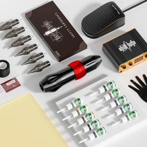 rocket tattoo kit profesional tattoo set power supply inks dm cartridge needles dc interface rotary tattoo machine kits free global shipping