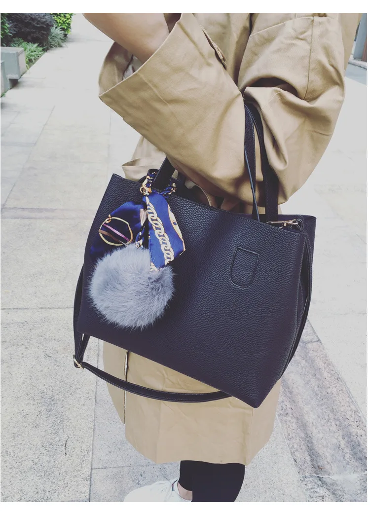 HELLOVE Women Shoulder Bag with a Little Bag inside Metal Magnetic Buckle PU Leather Totes Crossbody Messenger for Female Ladies