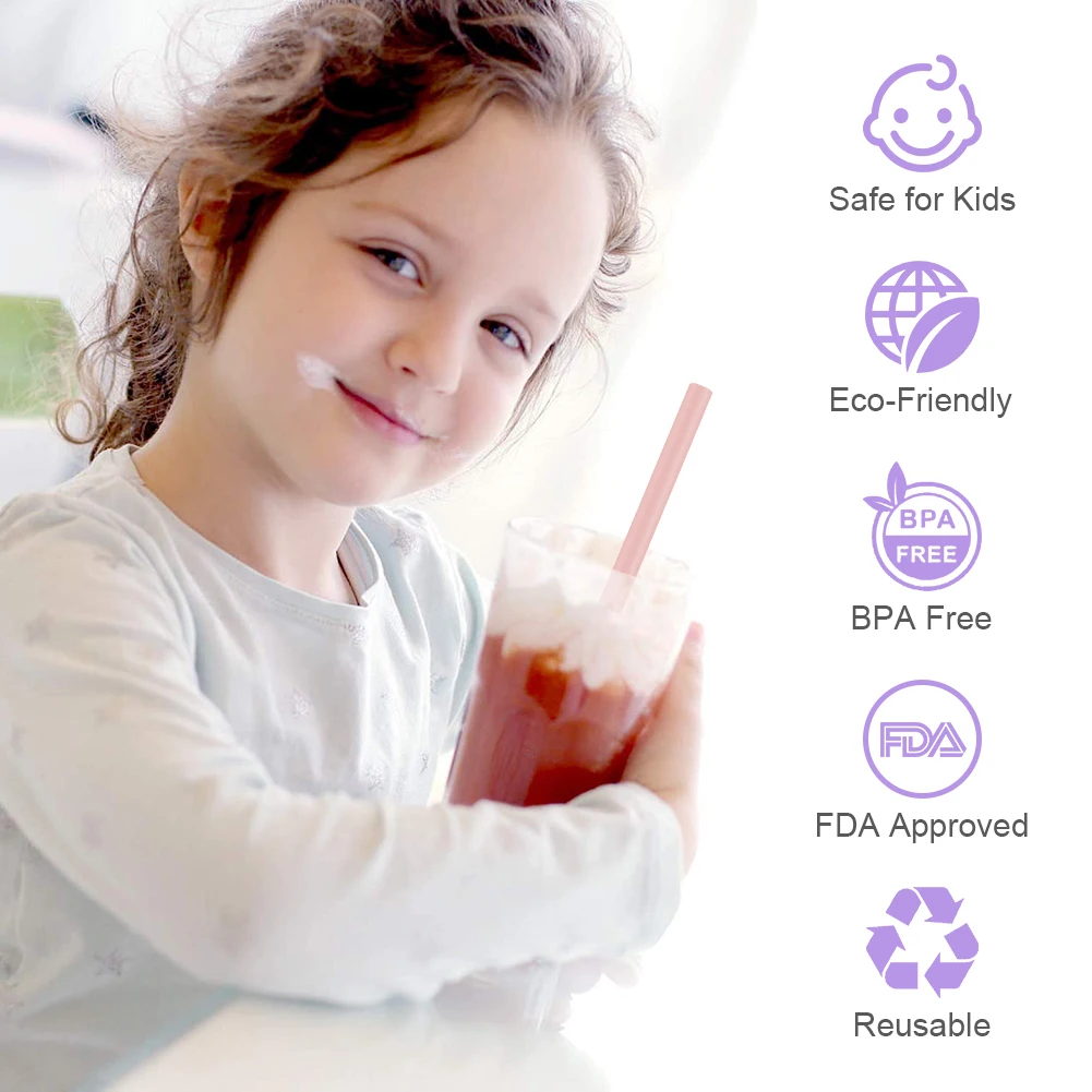 6 шт. многоразовые силиконовые соломинки Легкая очистка высокотемпературные