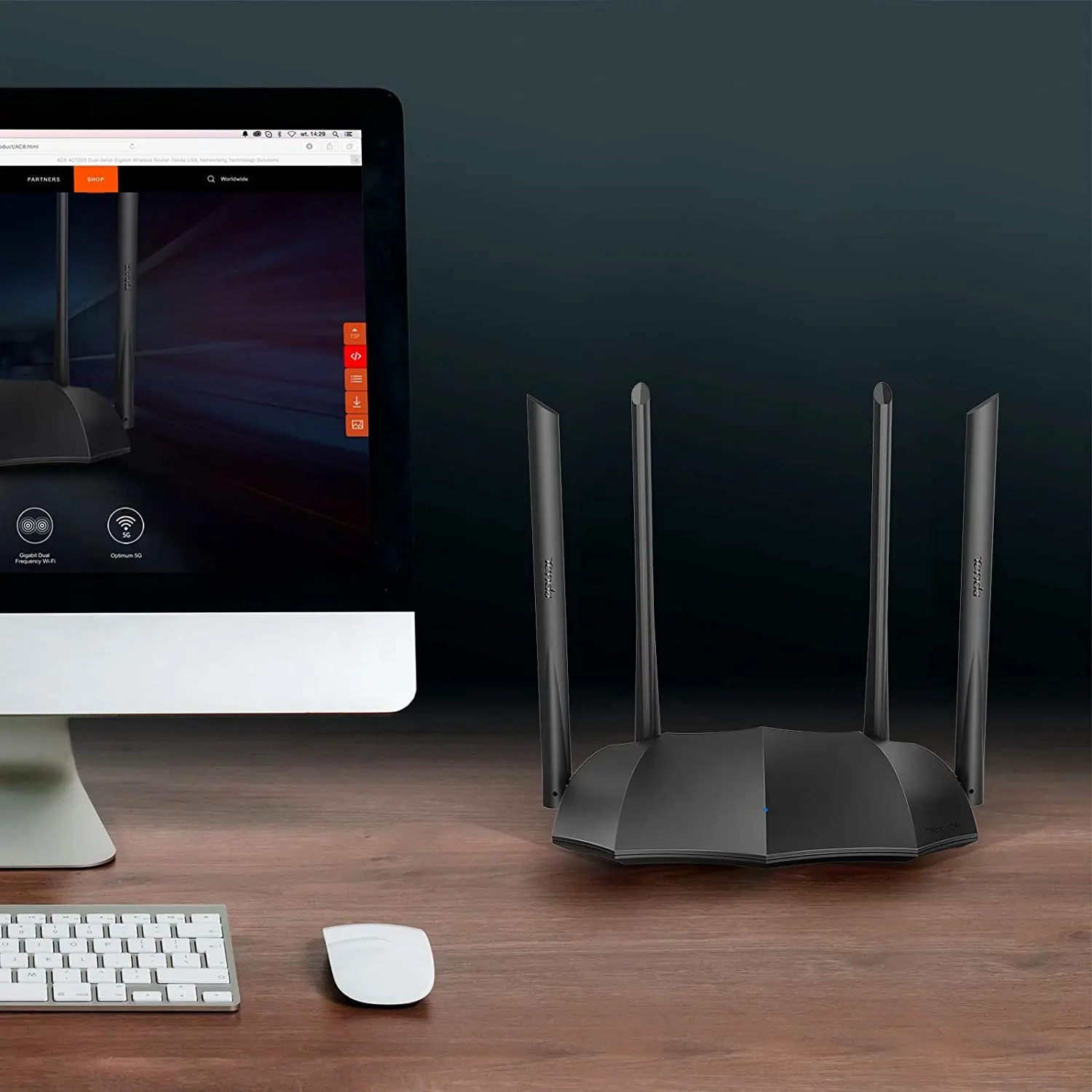 Tenda AC8 двухдиапазонный гигабитный умный Wi-Fi роутер AC1200 5 ГГц высокоскоростной