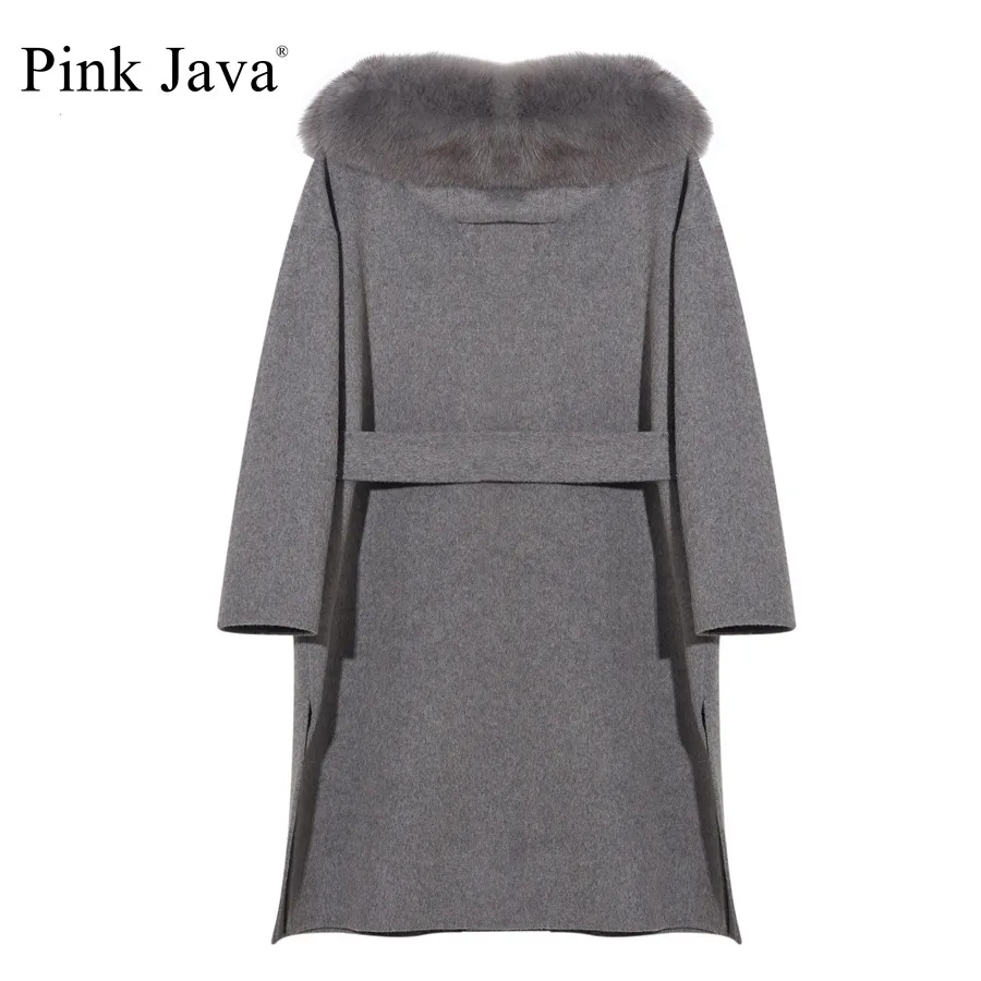 Новое поступление розовое пальто java QC19055-2 с воротником из натурального Лисьего