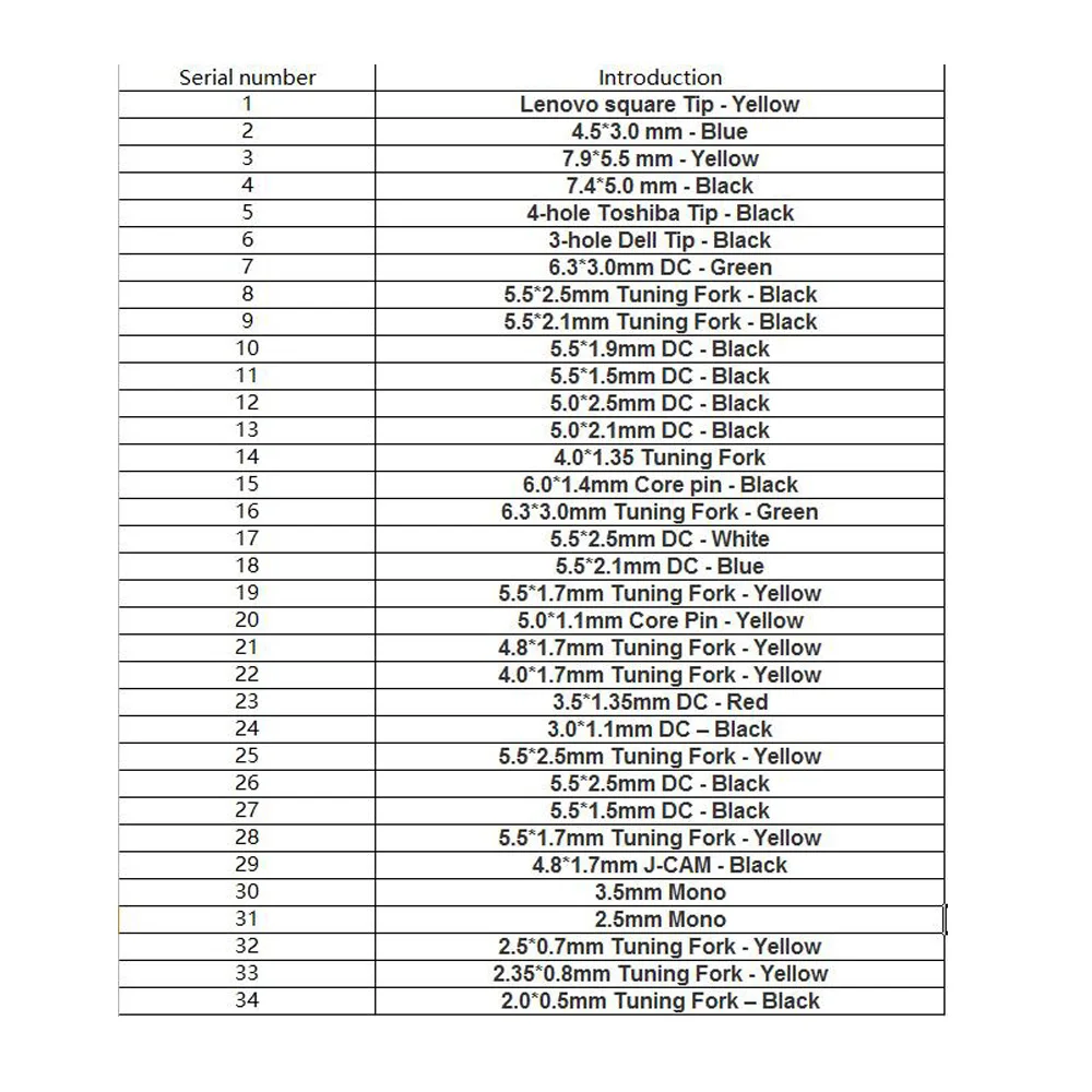 Универсальные наконечники для ноутбука 34 шт. Сменный адаптер Все в одном наборы