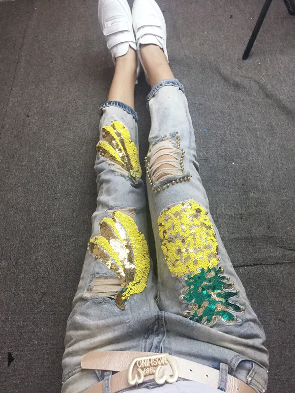 

Женские джинсовые брюки, джинсы, уличная одежда, винтажные брюки, женские брюки капри с блестками 2021