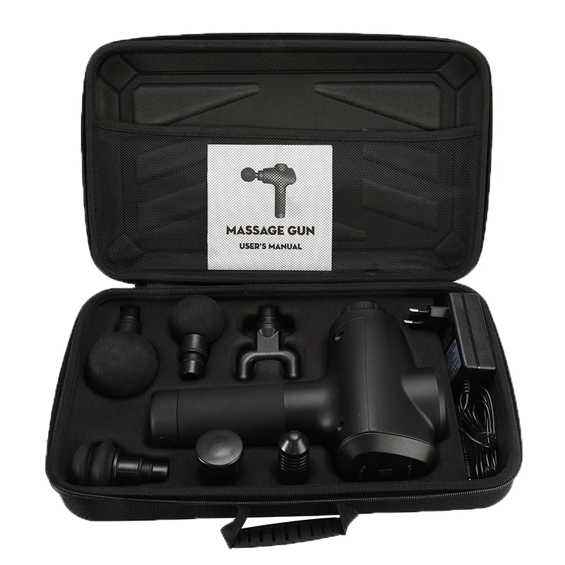 

Deep Massage Gun 3 Gears Muscle Tissue Massager Pain Relief Exercising Therapy Body Relax Slimming Shaping 6 Heads With Bag