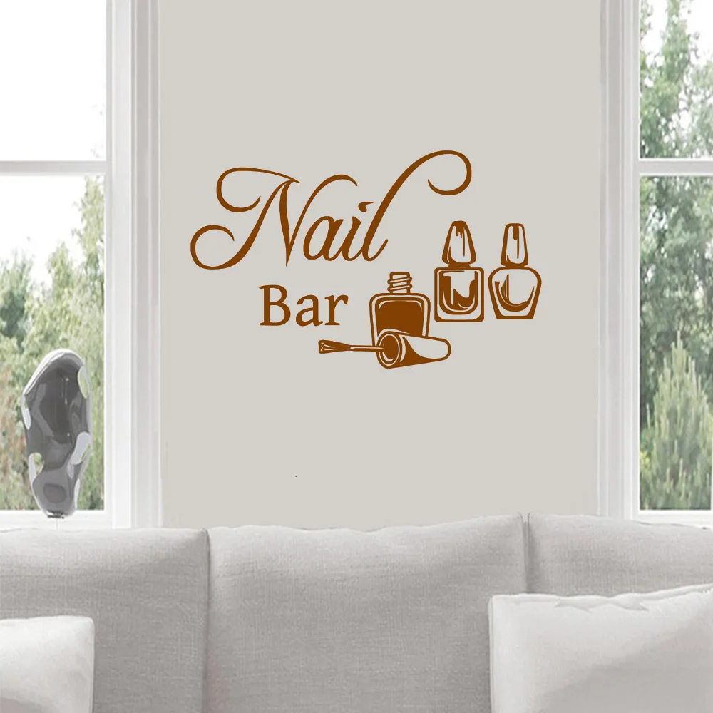 Наклейка на стену для ногтей виниловая наклейка маникюра украшение салона
