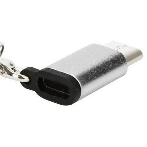 Серебристый Адаптер для мобильного телефона Micro USB-Type C адаптер анти-потеря брелок разъем для huawei Xiaomi samsung Galaxy конвертировать разъем - Цвет: Серебристый