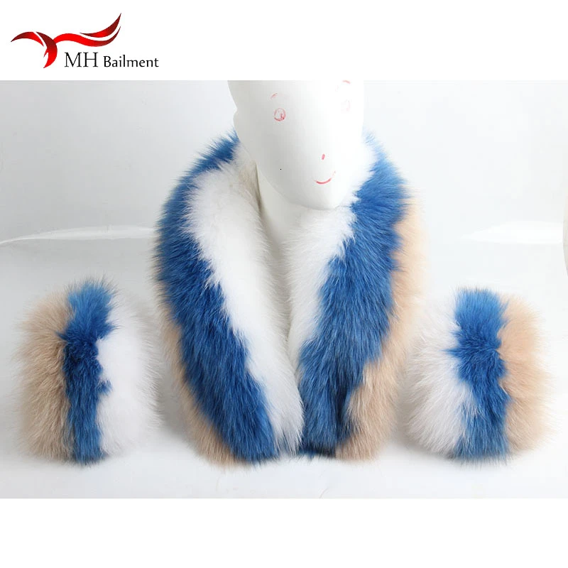 Женский зимний длинный шарф с мехом енота и лисьего меха |