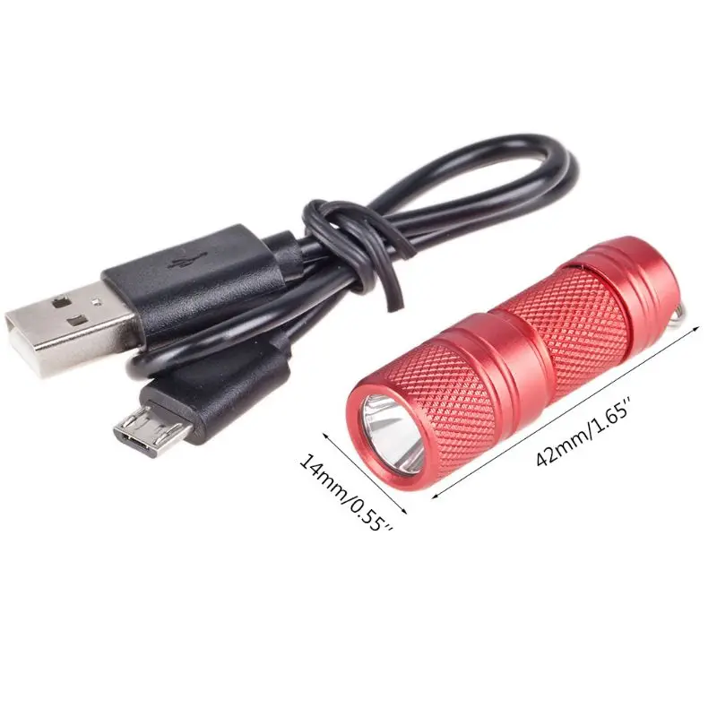 

Pocket Mini USB Charging LED Flashlight Electric Torch Portable Waterproof Rechargeable White Light Keychain Camping Night