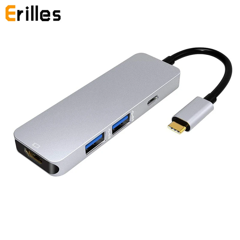 Usb type C 3 1-HDMI 2 USB 0 док-концентратор 4 в 1 USBC HDMI адаптер 4K видео PD Зарядка конвертер для