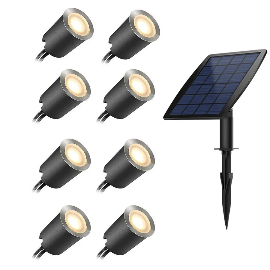 

Thrisdar 8pcs/Kit LED Solar In-Ground Light Outdoor Solar Lawn Decking Light Landscape Step Stair Garden Pathway Spotlight