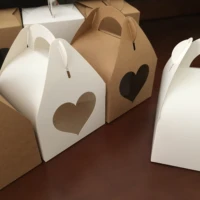 50pcslot kraft paper box packaging wedding party gift boxes with transparent pvc windows handmade small cake carry boxes