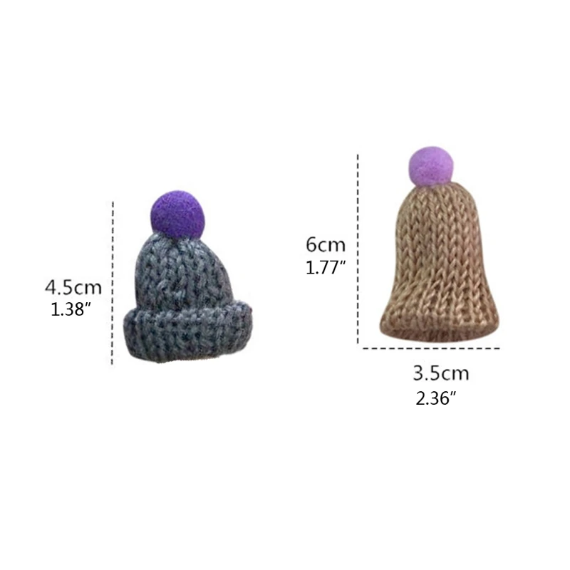 

100Pcs Handmade Mini Finger Hat Pom Pom Hat Brooch Earrings Making Christmas Knit Hat Christmas Tree Ornaments Crafts