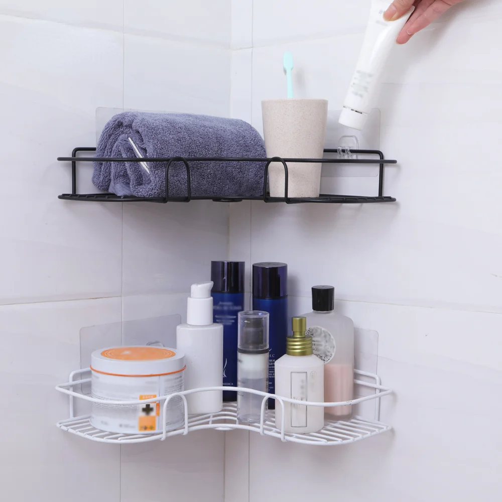 

Bathroom Shelf Showers Shelves Metal Storage Rack Stainless Steel Punch-Free Firm Kitchen Fitted Wall Storage Organizer Rack