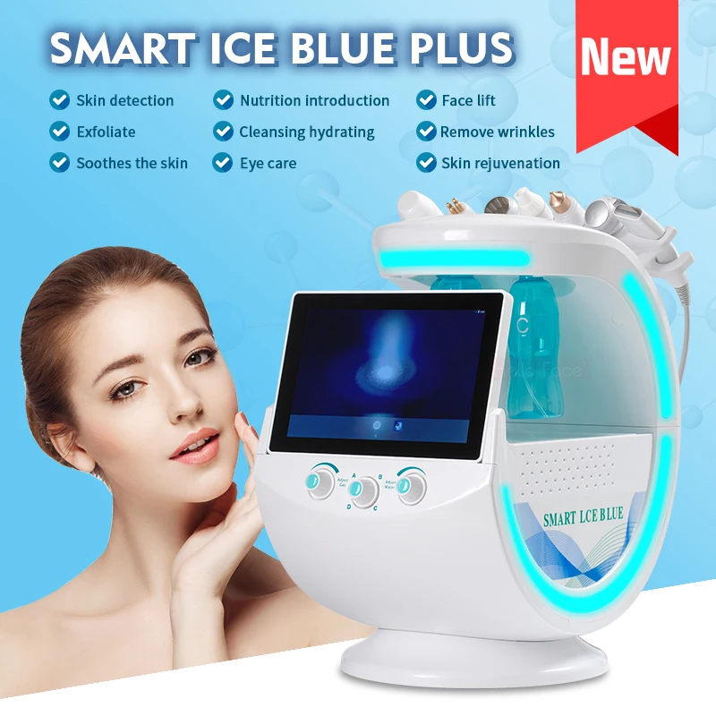 

7 in 1 Smart Ice Blue Plus Oxygen Hydra facial Machine Facial Bubble Machine Second Generation Salon Anti-aging Beauty Machine