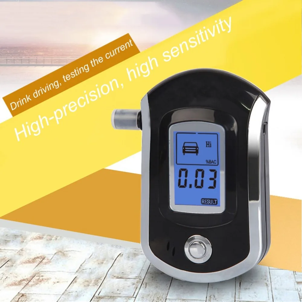 Professional Digital Breath Alcohol Tester Breathalyzer with LCD Dispaly 5 Mouthpieces AT6000 Hot Selling Drop Shipping | Инструменты