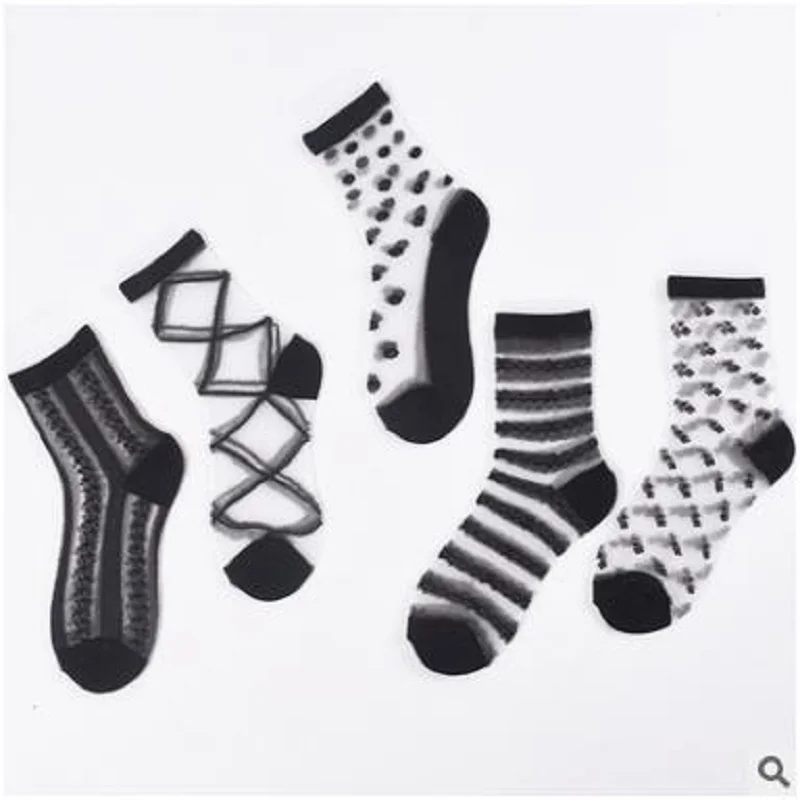 20 PCS = 10 pairs Fishnet Summer Socks Mixed Fiber Transparent Stretch Elasticity Ankle Net Yarn Thin Women Cool Socks