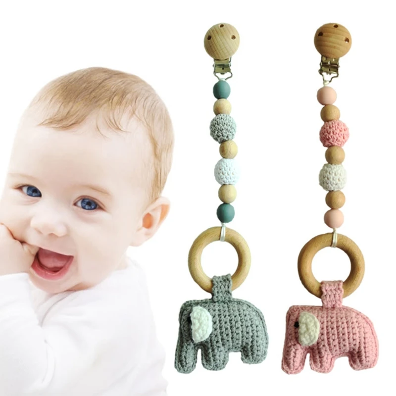

Baby Teether Teething Pendant Pram Clip Hanging Toy Pacifier Chain Stroller Gift P31B