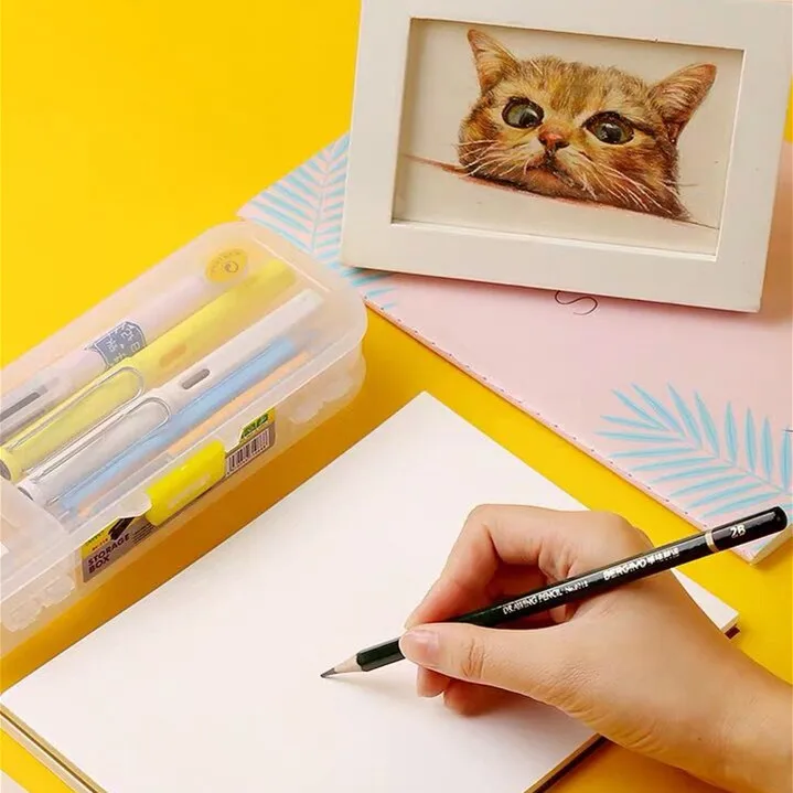 2022 Sharkbang High-capacity Double Layers Transparent Pencil Box Desktop Organizer Storage Pencilcase School Stationery | Канцтовары