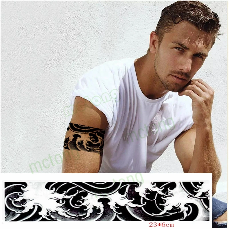 

Водостойкая временная татуировка наклейка Ukiyo-e Black Spray Arm Harajuku флеш-тату FakeTatoo для мужчин и женщин